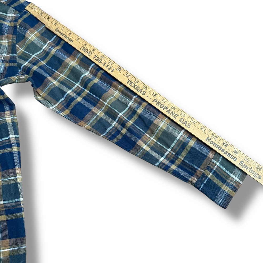 Eddie Bauer Mens Plaid Flannel Long Sleeve Button Down Shirt Green Brown M - Picture 3 of 12